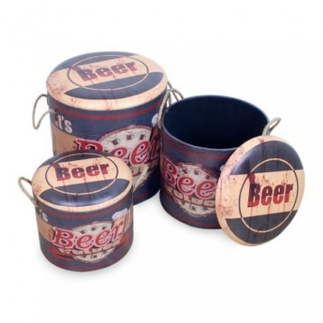 SET 3 CAJAS RETRO BEER 42 CM.