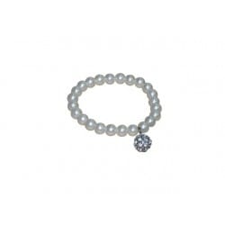 PULSERA DE PERLAS BLANCAS CON LLAMADOR