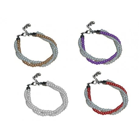 PULSERA TRIPLE DE PERLAS BLANCAS