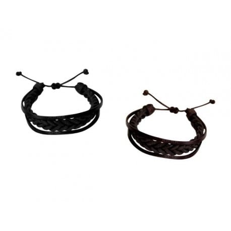 PULSERA DE PIEL PARA HOMBRES ENTRELAZADA LISAS