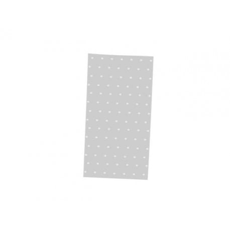 LOTE DE 100 BOLSAS CELOFÁN TRANSPARENTES CON LUNARES PLATA 15X30 CM.