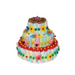 TARTA DECORATIVA DE GOLOSINAS SURTIDAS DISEÑO 3 BASES