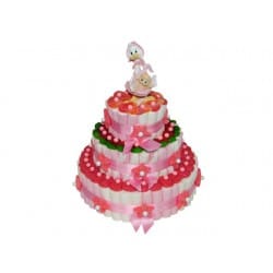 TARTA DECORATIVA DE GOLOSINAS SURTIDAS FIGURA NIÑA BAUTIZO 3 BASES