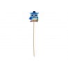 LOTE DE 48 PINCHOS DE MADERA PARA GOLOSINAS BÚHO AZUL