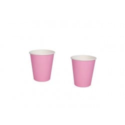 LOTE DE 100 VASOS DE CARTÓN EN COLOR ROSA 8.5 CM.