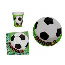 SET DE VAJILLA FÚTBOL DESECHABLE (10 VASOS, 10 PLATOS, 10 SERVILLETAS)