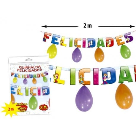 GUIRNALDA DECORATIVA CON GLOBOS FELICIDADES