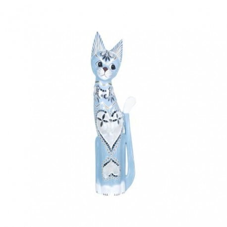 Figura Gato Azul Pequeno Madera