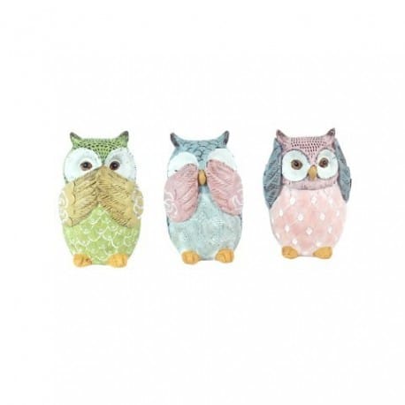 SET 3 FIGURAS BÚHO 8.5X5.5X6 CM.