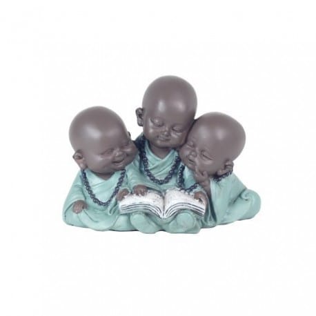 FIGURA 3 BUDAS LEYENDO 8.5X12X7 CM.