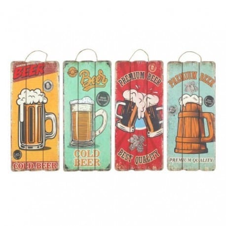 SET 4 ADORNOS PARED CERVEZA 34X15X1 CM.