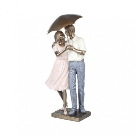Regalos Originales CAPRILO Figura de Enamorados Decorativa de Resina Pareja Paraguas Decoraci/ón Hogar San Valent/ín 28 x 10.5 x 8 cm. Adornos y Esculturas