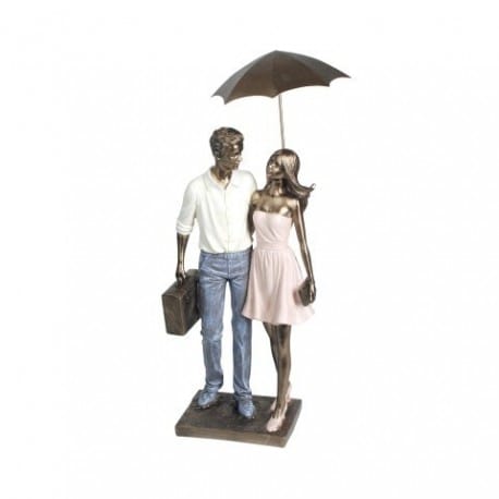 Regalos Originales CAPRILO Figura de Enamorados Decorativa de Resina Pareja Paraguas Decoraci/ón Hogar San Valent/ín 28 x 10.5 x 8 cm. Adornos y Esculturas