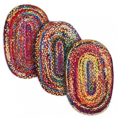 SET 3 ALFOMBRAS YUTE MULTICOLOR 2X85X55 CM.