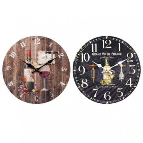 RELOJ PARED VINO 34X34X4 CM.