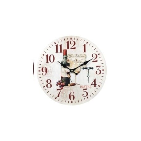 RELOJ PARED VINO 34X34X4 CM.