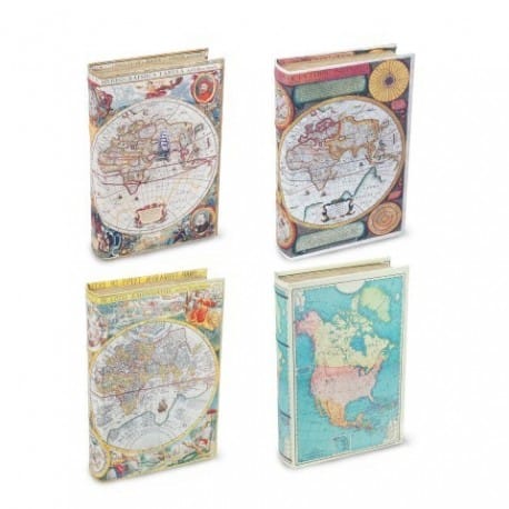 SET 4 CAJAS LIBRO MUNDO 4.5X17X11 CM.