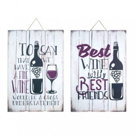 SET 2 ADORNOS PARED VINO 60X40X1.8 CM.