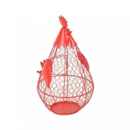 CESTA GALLINA ROJA METAL 24X15X15 CM.