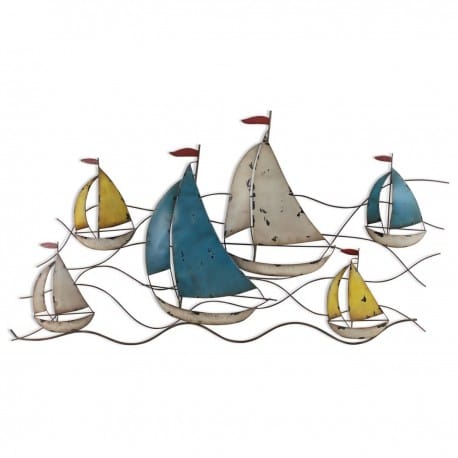 ADORNO PARED BARCOS METAL 120X4X65 CM.