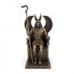 FIGURA DIOS EGIPCIO ANUBIS RESINA 13X14X27 CM.