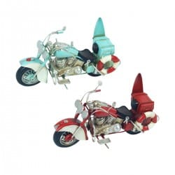 SET 2 FIGURAS MOTOCICLETA RETRO METAL 27.50X10X16 CM.