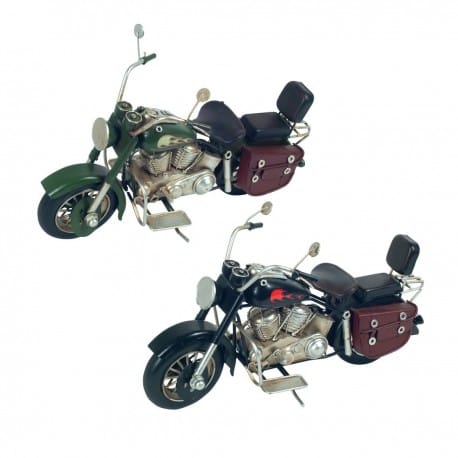 SET 2 FIGURAS MOTOCICLETA RETRO METAL 26X10X16 CM.