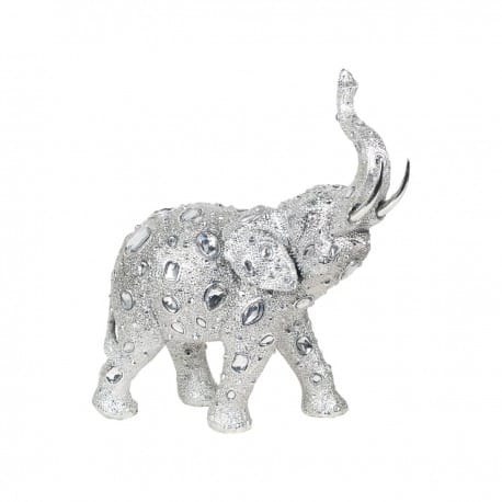 FIGURA ELEFANTE PLATEADO RESINA 26X10X28 CM.