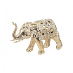 FIGURA ELEFANTE DORADO RESINA 22X9X15.50 CM.