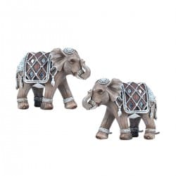 SET 2 FIGURAS ELEFANTE RESINA 11.50X5X9 CM.