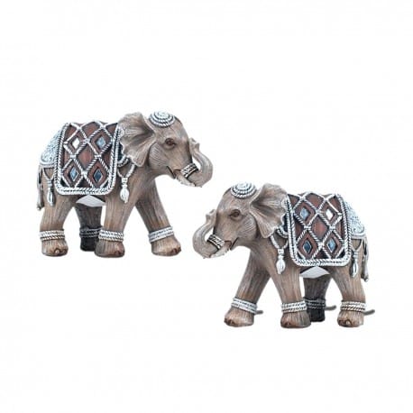 SET 2 FIGURAS ELEFANTE RESINA 11.50X5X9 CM.