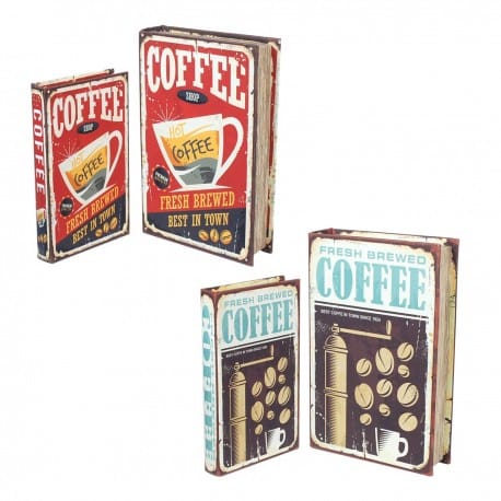 2 SETS 2 CAJAS LIBRO CAFÉ 26X17X5 CM.