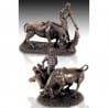 SET 2 FIGURAS TOREROS TOREANDO A UN TORO RESINA 28x14x21 cm.