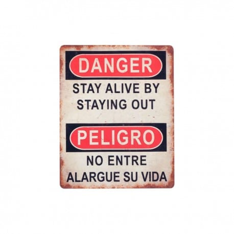 ADORNO PARED DANGER PELIGRO METAL 20X0.10X25 CM.