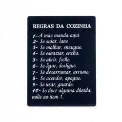 PLACA PARED FRASE ORIGINAL REGLAS DE COCINA METAL 25X0.10X33 CM.