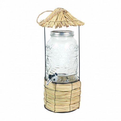 DISPENSADOR DE BEBIDAS 3.5 L. CON SOPORTE FIBRA Y VIDRIO 17X17X48 CM