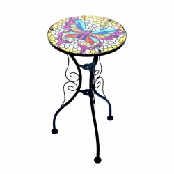 MESA STAND DECORATIVA MARIPOSA METAL Y CRISTAL 30.50X30.50X55.50 CM.