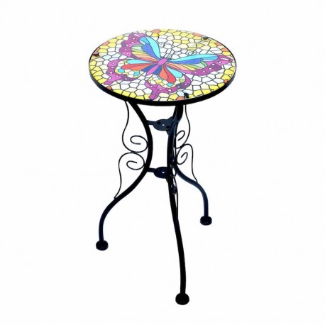 MESA STAND DECORATIVA MARIPOSA METAL Y CRISTAL 30.50X30.50X55.50 CM.