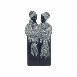 FIGURA PAREJA MUJERES AFRICANAS RESINA 10X5X23 CM.