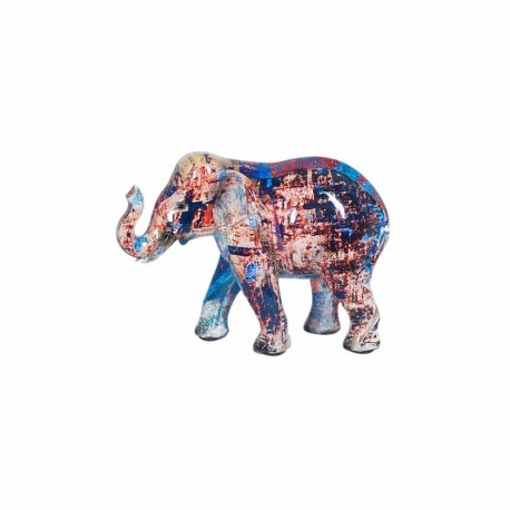 FIGURA ELEFANTE RESINA MULTICOLOR 12x4.5X8 CM.