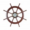 RELOJ PARED TIMÓN MARINERO MADERA Y LATÓN 92X5X92 CM.
