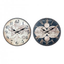 RELOJ PARED MUNDO MADERA 34X34X4 CM.