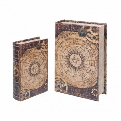 SET 2 CAJAS LIBRO SOL Y LUNA MUNDO DM FORRADO POLY 27X18X7 CM.