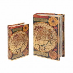 SET 2 CAJAS LIBRO MUNDO DM FORRADO POLY 27X18X7 CM.