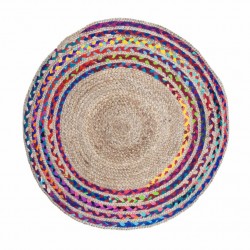 ALFOMBRA REDONDA TRENZADA YUTE MULTICOLOR 1X90X90 CM.