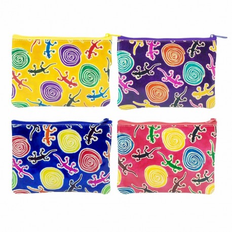 SET 4 MONEDEROS LAGARTOS MULTICOLOR PIEL 14.5X2X11 CM.