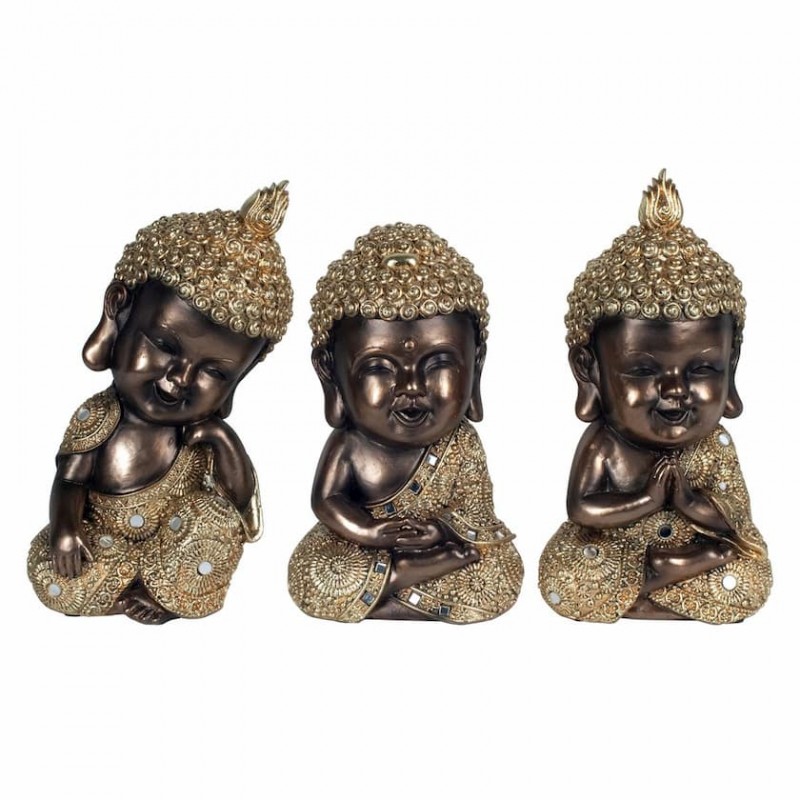 X3 Budas Bebes Dorados Resina Interior Decorativos Arghal