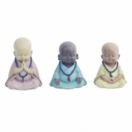 SET 3 FIGURAS BUDAS MEDITANDO RESINA 9X7X11 CM.