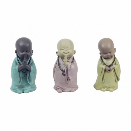 SET 3 FIGURAS MONJES RESINA 6X6.5X12.5 CM.