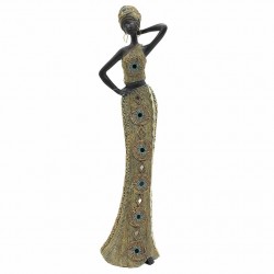 FIGURA MASAI AFRICANA RESINA 12X10X43.5 CM.